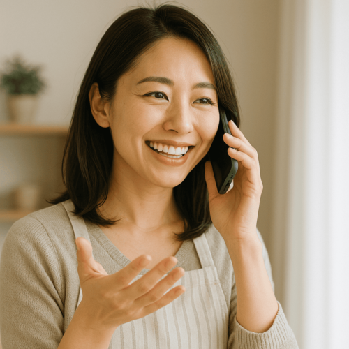 電話している人